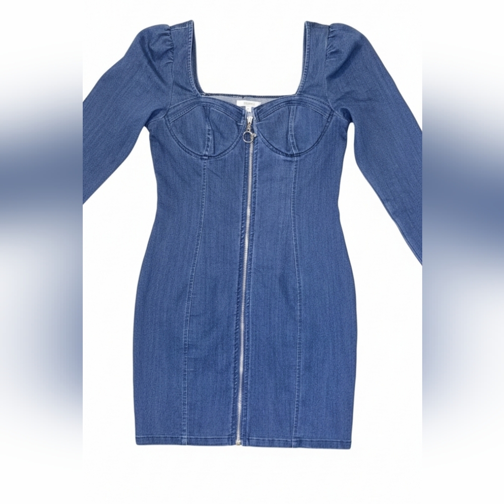 Blue Denim Zip-Up Dress